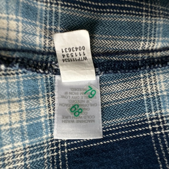 J JILL | NWOT LONG SLEEVE COTTON PLAID TOP BUTTON BACK NAVY BLUE WHITE SIZE: 1X - Picture 13 of 15